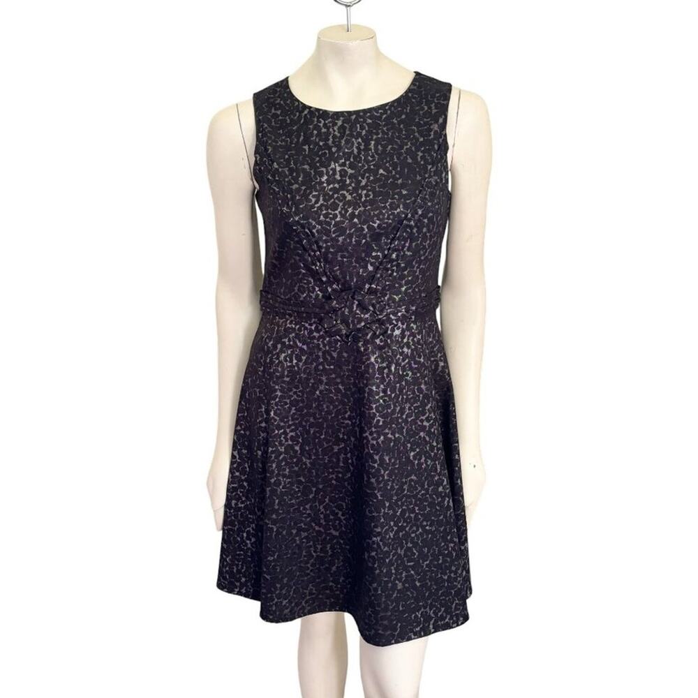 STUDIO M Animal Print Retro Style Cocktail Dress in Black Metallic  SZ 6